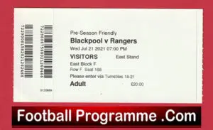 Blackpool v Glasgow Rangers 2021 – Ticket Pre Season Friendly