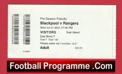 Blackpool v Glasgow Rangers 2021 – Ticket Pre Season Friendly