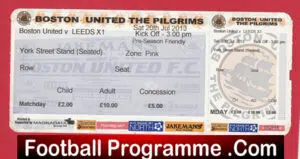 Boston United v Leeds United 2013 – Ticket Pre Season Friendly