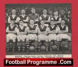 Burnley Football Club Multi Autographed Signed Team Picture 50s