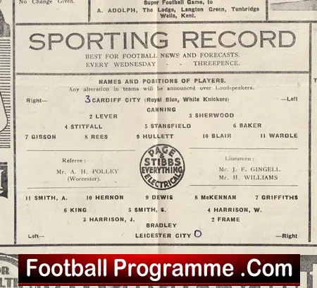 Cardiff City v Leicester City 1948 - 1940's Programme - Image 3