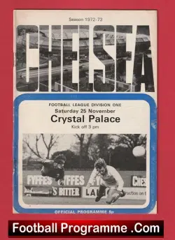 Chelsea v Crystal Palace 1972 - football programme