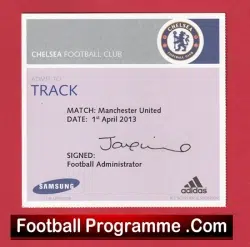Chelsea v Manchester United 2013 – Media Pass Ticket