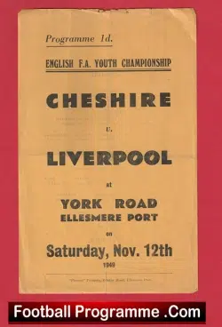 Cheshire v Liverpool 1949 – England FA Youth Cup Ellesmere Port