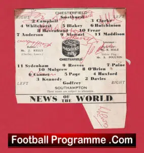 Chesterfield Football Club Multi Autographed Signed Team Picture 1959