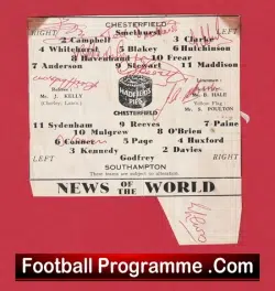 Chesterfield Football Club Multi Autographed Signed Team Picture 1959 - football memorabilia