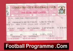 Coventry City v Manchester United 1995 – Match Ticket