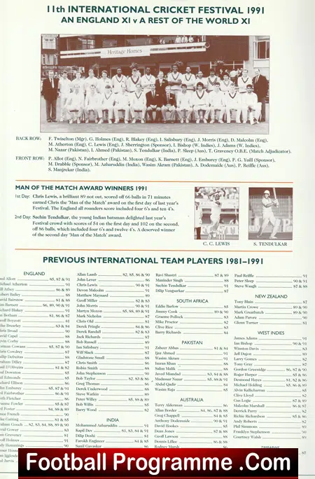 England Cricket v Rest Of The World 1992 - at Northumberland Multi Signed - Image 3