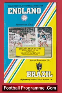England v Brazil 1988 – Under 15s Gary Flitcroft at Sunderland FC