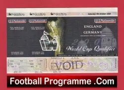 England v Germany 2000 – Ticket – Last Match at Old Wembley