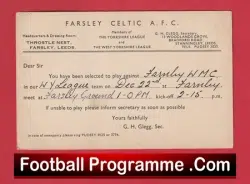 Farsley Celtic Football Club Team Official Players Selection Card 1950 – C15