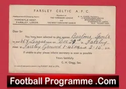 Farsley Celtic Football Club Team Official Players Selection Card 1951 – C17
