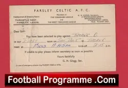 Farsley Celtic Football Club Team Official Players Selection Card 1951 – C18