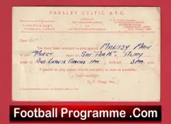 Farsley Celtic Football Club Team Official Players Selection Card 1951 – C20