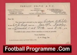 Farsley Celtic Football Club Team Official Players Selection Card 1951 – C24