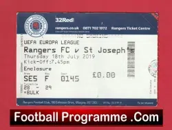 Glasgow Rangers v St Josephs 2019 – Football Ticket