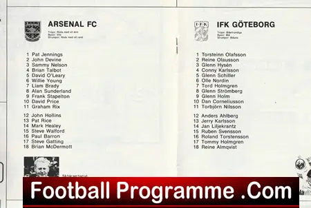 Gothenburg v Arsenal 1980 - Image 4