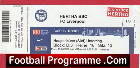 Hertha BSC v Liverpool 2008 - Football Ticket Berlin - Image 2