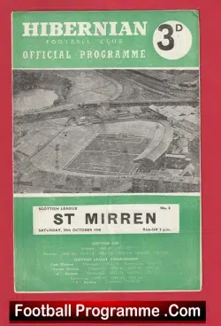 Hibernian Hibs v St Mirren 1960 – Scotland