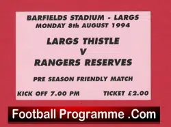 Largs Thistle v Glasgow Rangers 1994 – Football Ticket