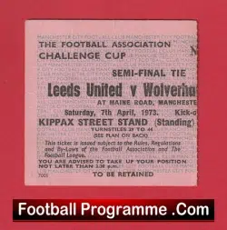 Leeds United v Wolves 1973 – FA Cup Semi Final Ticket Man City