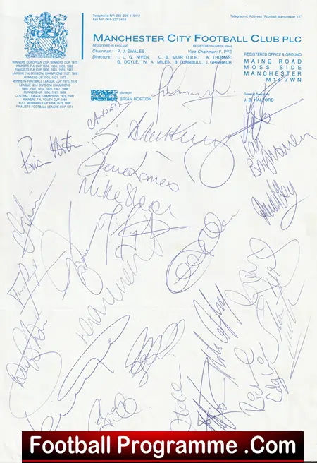 Manchester City Football Club Multi Autographed Signed Sheet 1994 1995 - Image 3