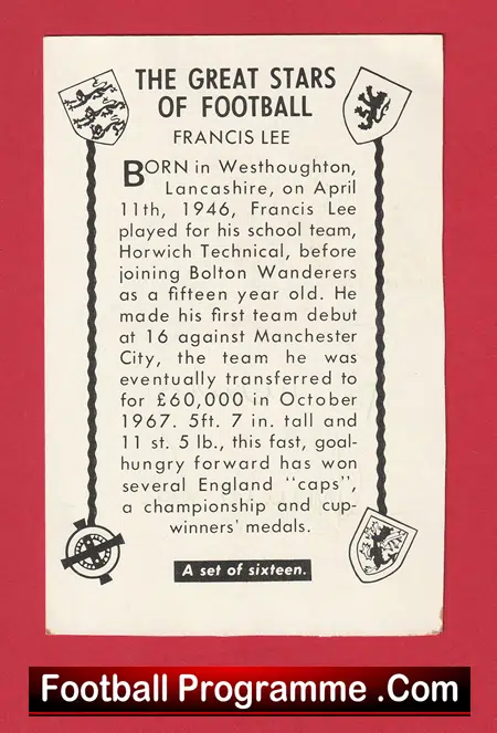 Manchester City Francis Lee Autograph Signed Football Pictue Card - Image 3