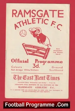 Ramsgate Athletic v Whitstable 1956 - football programme