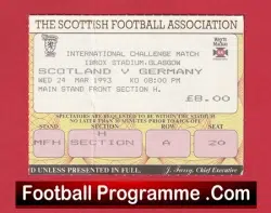 Scotland v Germany 1993 – Football Ticket