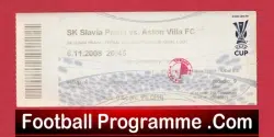 Slavia Prague v Aston Villa 2009 – Ticket
