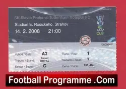 Slavia Prague v Tottenham 2008 – Ticket