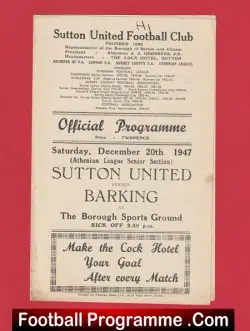Sutton United v Barking 1947 – Athenian League 1940s