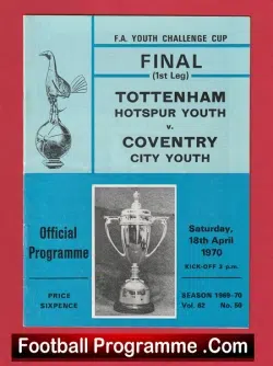 Tottenham Hotspur v Coventry City 1970 – Youth Cup Final Match