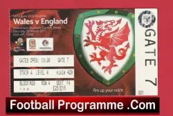 Wales v England 2011 – Football Ticket