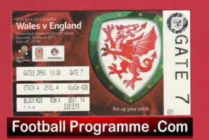 Wales v England 2011 – Football Ticket
