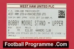 West Ham United v Manchester United 1995 – Football Ticket