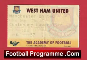 West Ham United v Manchester United 2002 – Match Ticket
