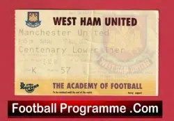 West Ham United v Manchester United 2002 – Match Ticket