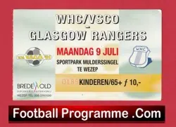 WHC/VSCO v Glasgow Rangers 2001 – Match Ticket