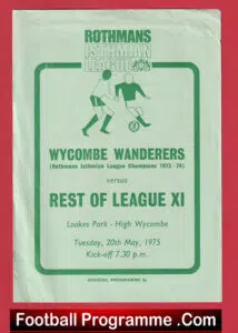 Wycombe Wanderers v Rest Of League 1975 – Loakes Park Friendly Match