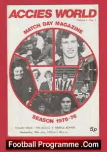 Hamilton Academicals v Bristol Rovers 1975 – Friendly Match Scotland
