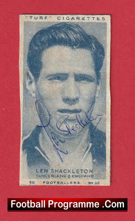 Sunderland Len Shackleton Signed Autograph Turf Cigarette Card 1948 - Image 2