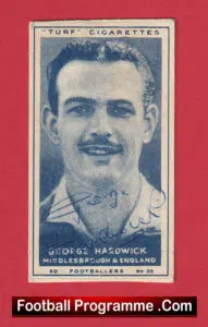 Middlesbrough George Hardwick Signed Autograph Cigarette Card 1948