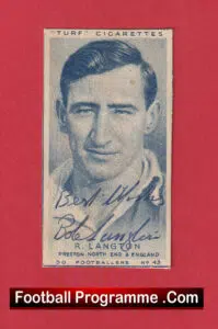 Preston North End Bobby Langton Signed Autograph Cigarette Card 1948