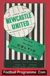 Newcastle United v Glasgow Celtic 1968