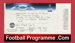 Manchester United v Porto FC 2009 – Match Ticket