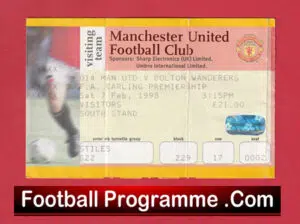 Manchester United v Bolton Wanderers 1998 – Match Ticket