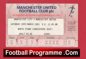 Manchester United v Manchester City 1993 – Match Ticket