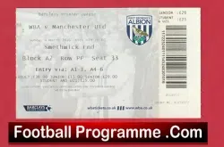 West Bromwich Albion v Manchester United 2016 – WBA Ticket