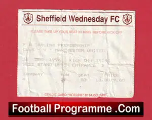 Sheffield Wednesday v Manchester United 1996 – Football Ticket
